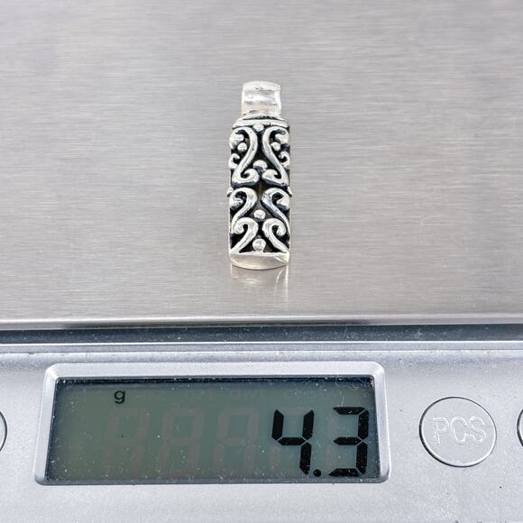 Vintage Sterling Silver 925 Ornate Scroll Bar Pendant - Picture 6 of 7